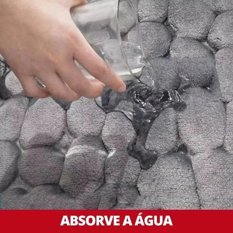 Tapete Antiderrapante Absorvente em Cinza com Padrão de Pedras Compre agora Ricaly