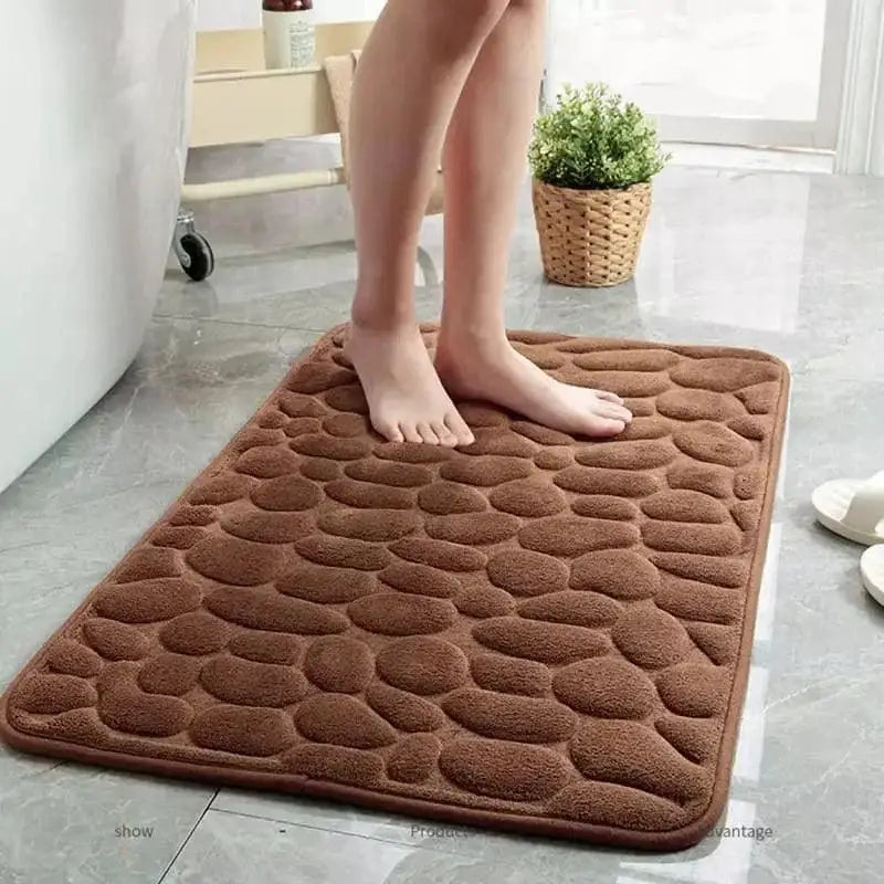 Tapete Antiderrapante Absorvente em Cinza com Padrão de Pedras Compre agora Ricaly
