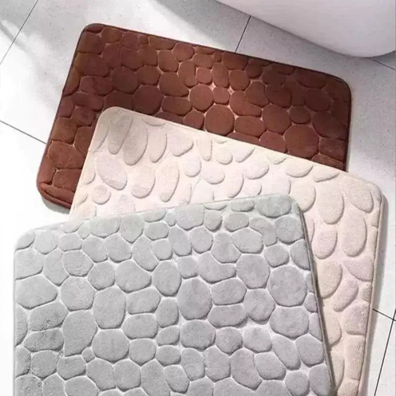 Tapete Antiderrapante Absorvente em Cinza com Padrão de Pedras Compre agora Ricaly