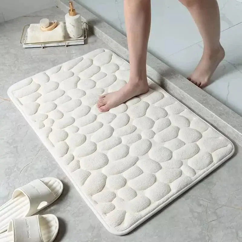 Tapete Antiderrapante Absorvente em Tom Cinza com Padrão de Seixos Compre agora Ricaly