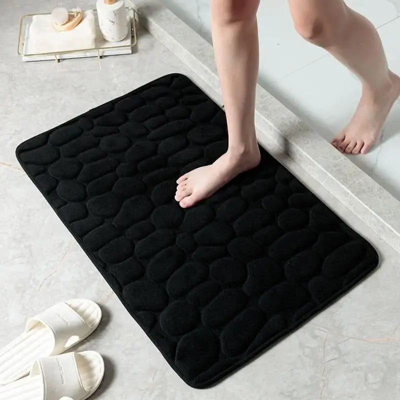 Tapete Antiderrapante Absorvente em Tom Cinza com Padrão de Seixos Compre agora Ricaly