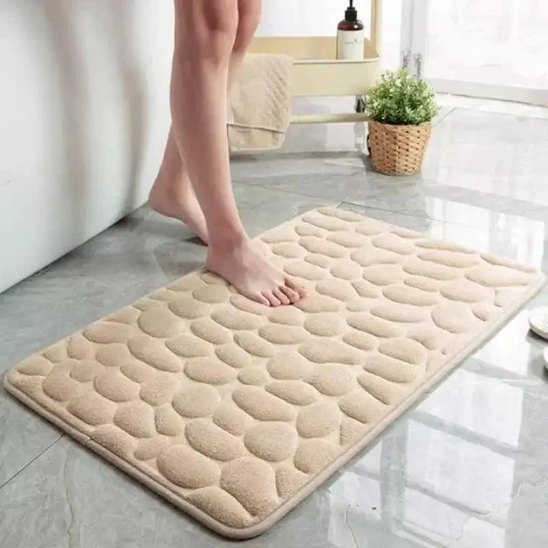 Tapete Antiderrapante Absorvente em Tom Cinza com Padrão de Seixos Compre agora Ricaly