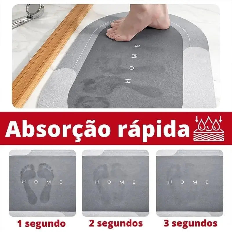 Tapete Antiderrapante Premium Oval Cinza com Acabamento Dourado Compre agora Ricaly