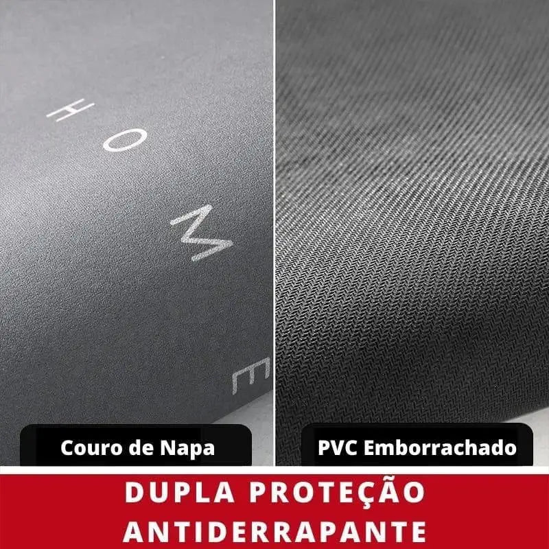 Tapete Antiderrapante Premium Oval Cinza com Acabamento Dourado Compre agora Ricaly