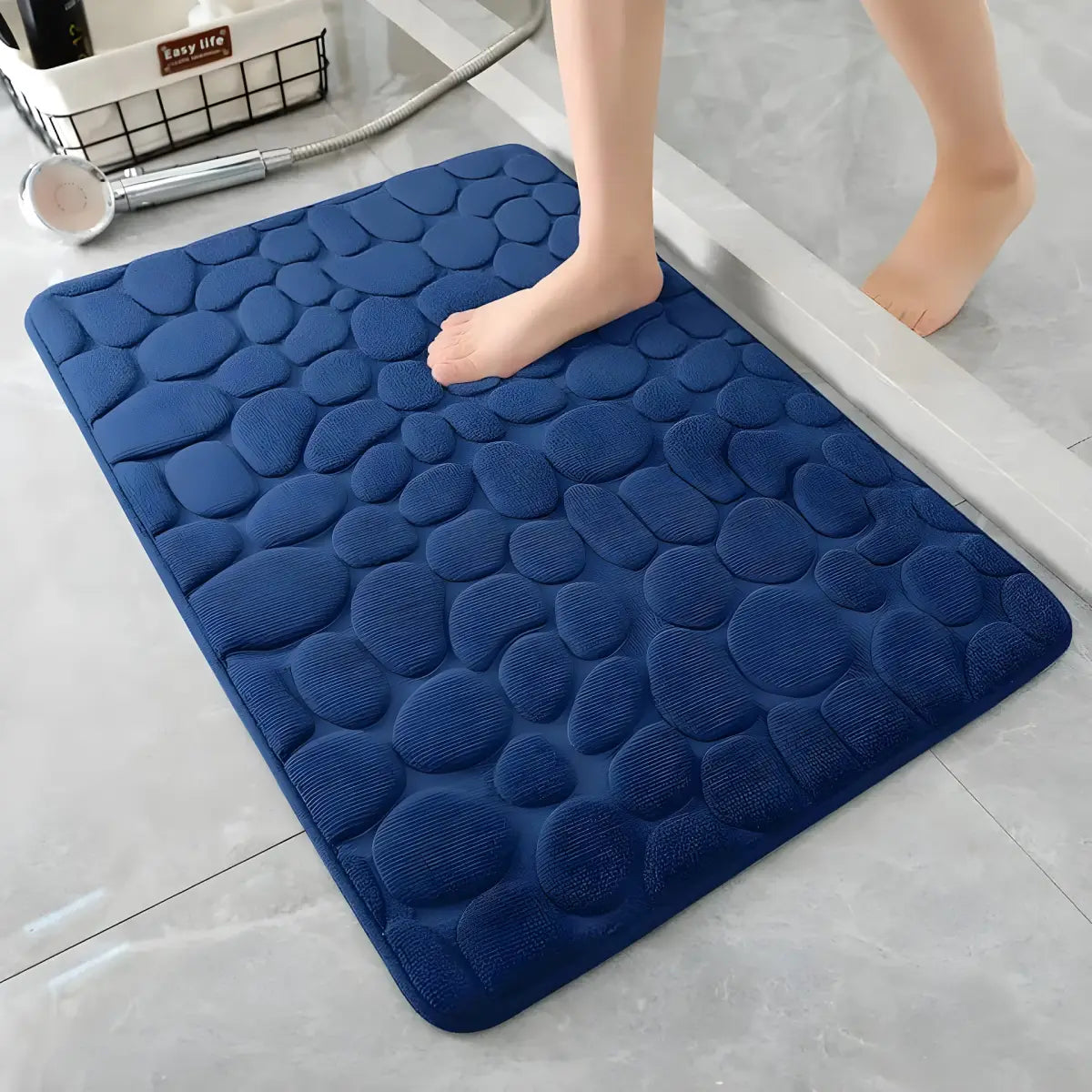 Tapete Antiderrapante Ricaly Banheiro Rockie Promoção azul com textura de seixos banho Compre