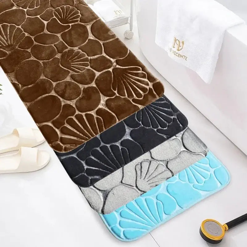 Tapete de Banheiro Antiderrapante Super Absorvente com Padrão Concha Compre agora Ricaly