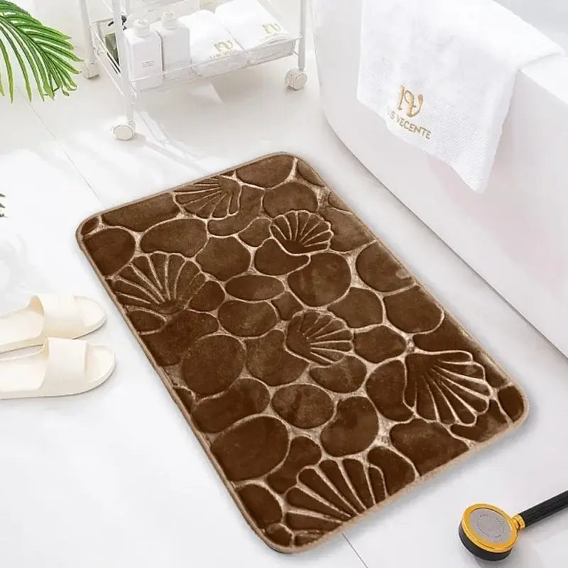 Tapete de Banheiro Antiderrapante Super Absorvente com Padrão Concha Compre agora Ricaly