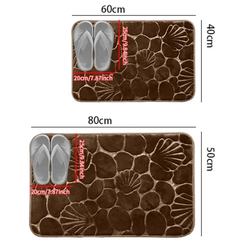 Tapete de Banheiro Antiderrapante Super Absorvente com Padrão Concha Compre agora Ricaly