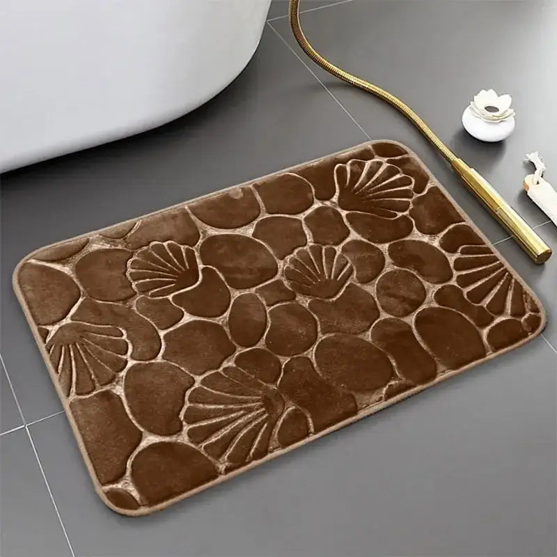 Tapete de Banheiro Antiderrapante Super Absorvente com Padrão Concha Compre agora Ricaly