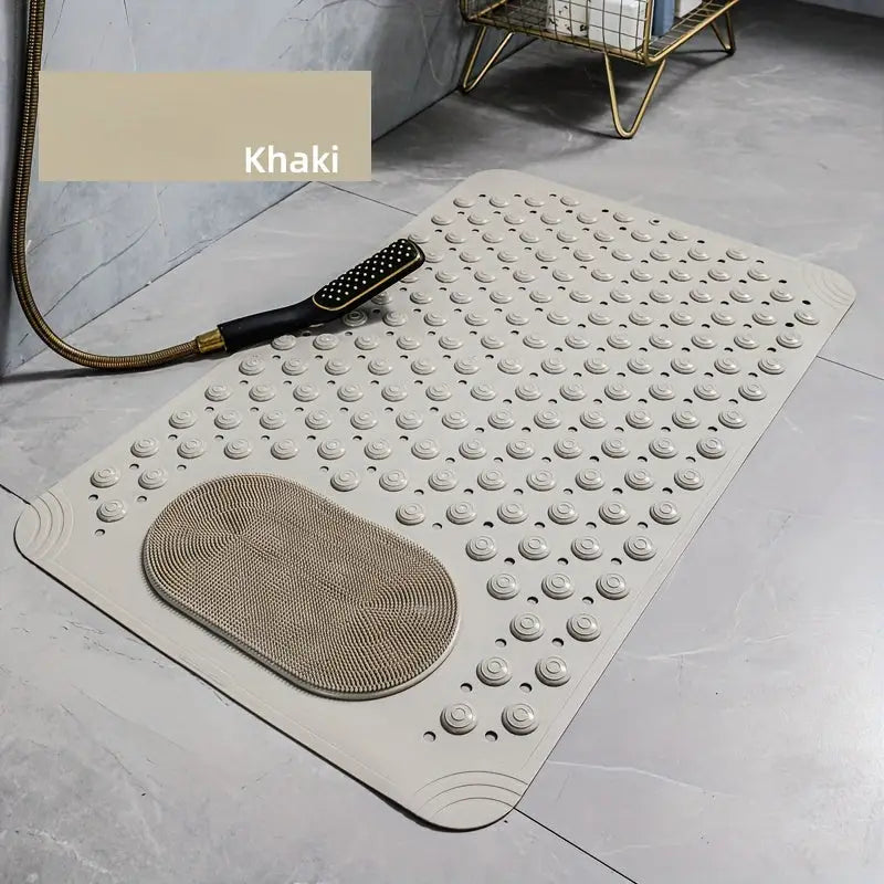 Tapete Banheiro Antiderrapante Absorção Rápida Circular com textura khaki