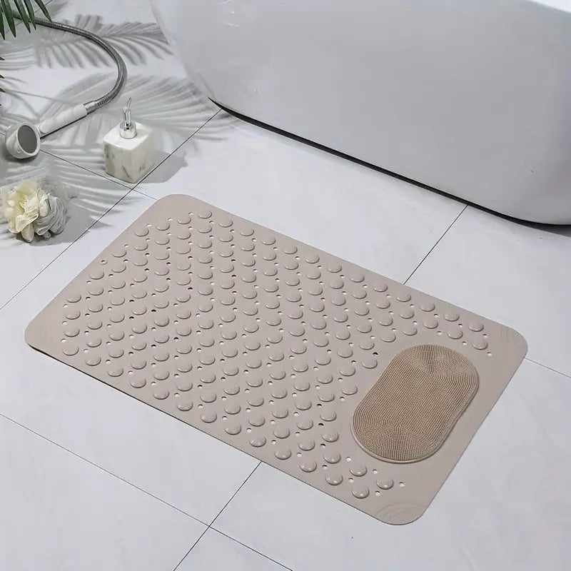 Tapete de banheiro bege com textura antiderrapante e rápida absorção Ricaly