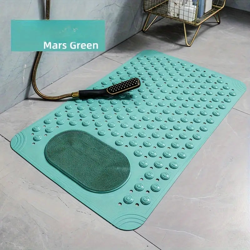 Tapete de banheiro verde texturizado antiderrapante e de absorção rápida Ricaly