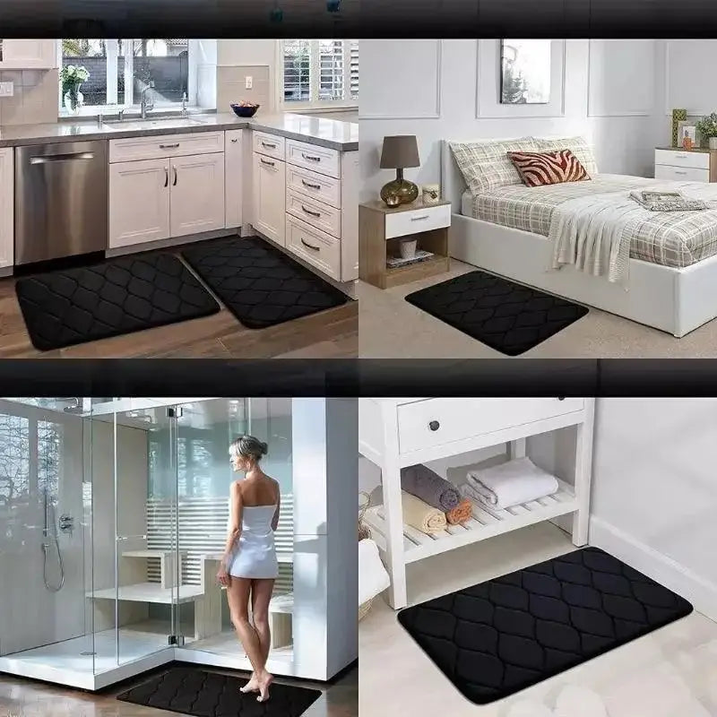 Tapete de Banho Antiderrapante Veludo Coral Quatro Folhas Preto Compre agora Ricaly