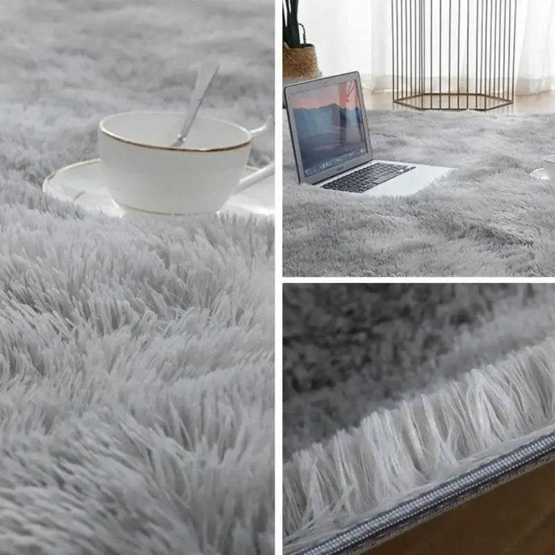 Grey Blended Shaggy Rug by Ricaly | Comfort and Style for Your Space