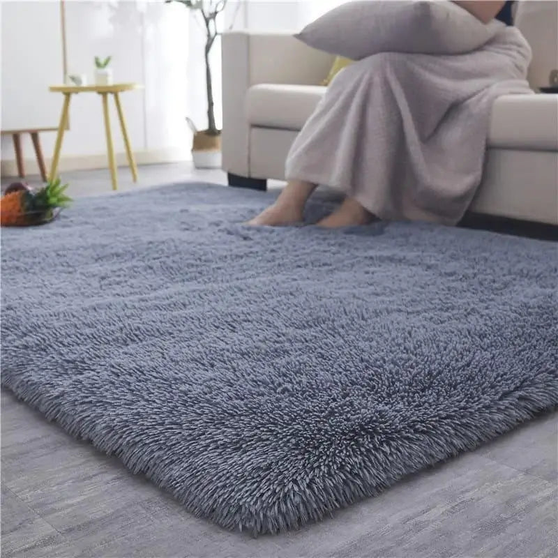 Ricaly Plain Gray Shaggy Rug - Details