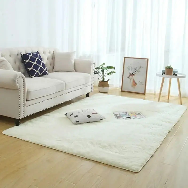 Smooth Cream Shaggy Rug Ricaly - Comfort and Style for Your Decor | Unparalleled Softness GIF