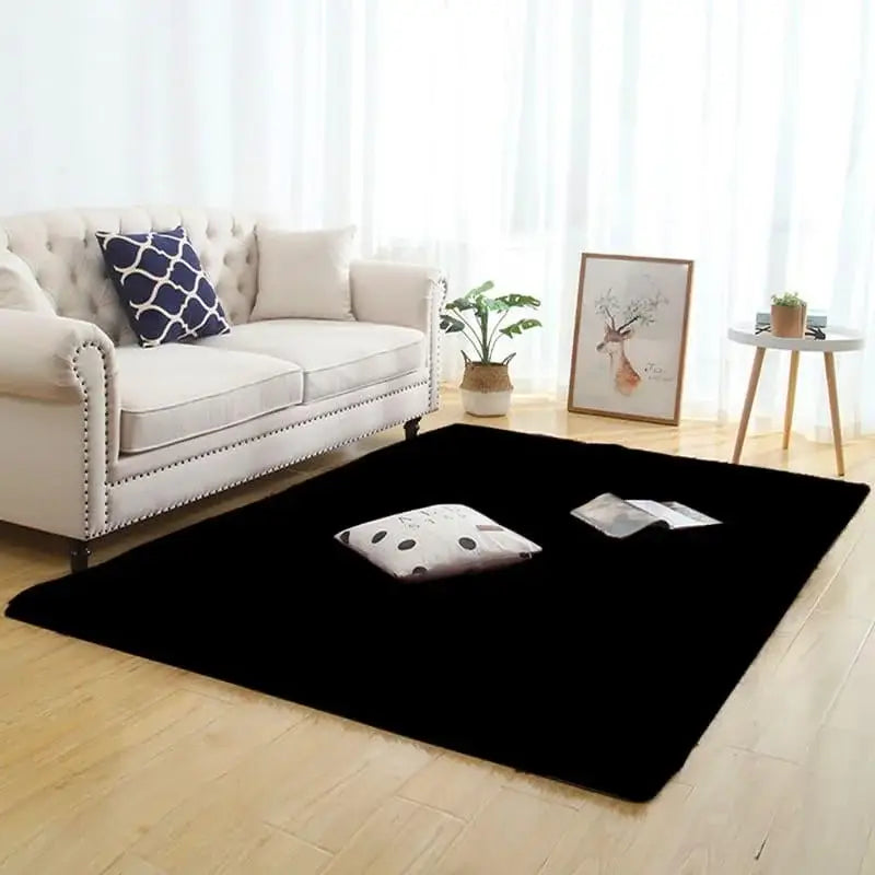 Ricaly Black Plain Shaggy Rug - Comfort and Style for Your Home | High Durability GIF