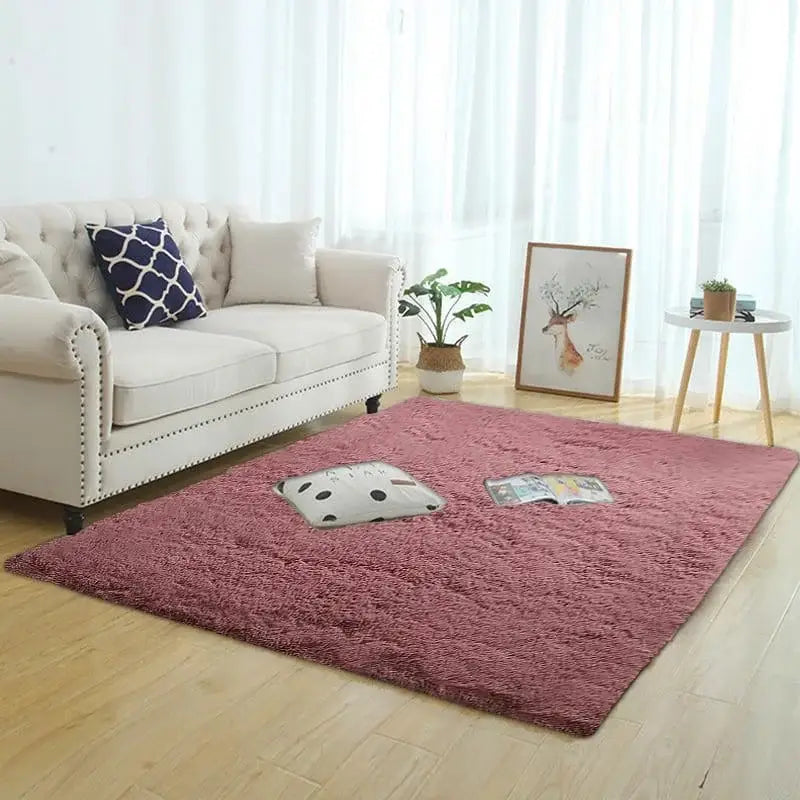 Ricaly Dark Pink Plain Shaggy Rug | Comfort and Style for Your Space GIF