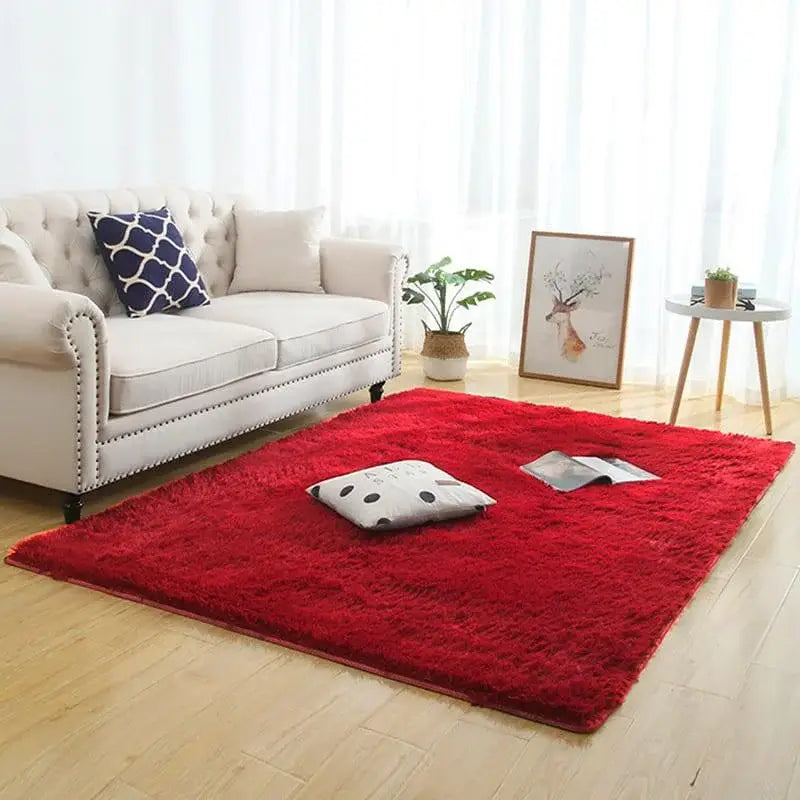 Ricaly Red Plain Shaggy Rug - Comfort and Style for Your Home | High Durability GIF