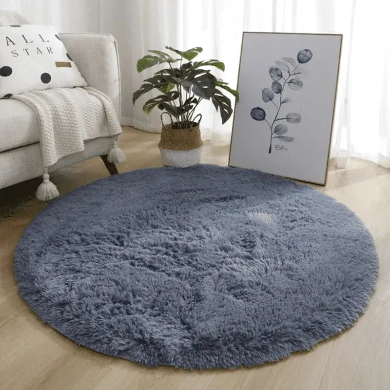 Ricaly Dark Gray Round Shaggy Rug | Comfort and Modern Style GIF