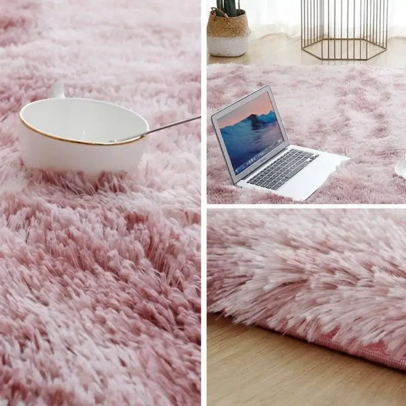 Ricaly Pink Blend Shaggy Rug - Details