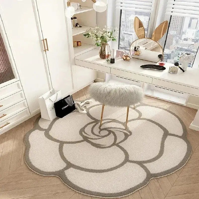 Tapete Floral Antiderrapante com Padrão de Flores em Preto e Branco Compre agora Ricaly