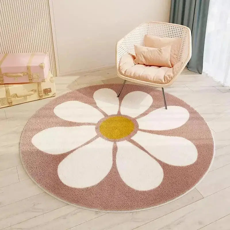 Round Premium Flower Children's Rug Ricaly | Style and Comfort for Children GIF