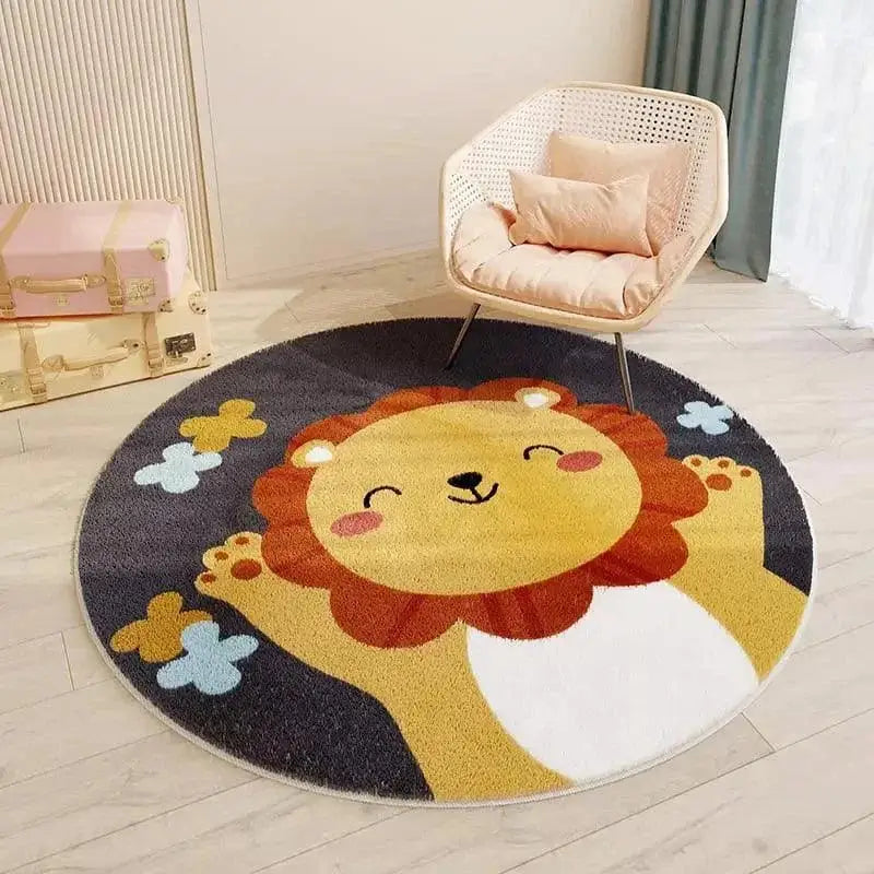 Round Lion Premium Ricaly Children's Rug | Comfort and Style for Children GIF