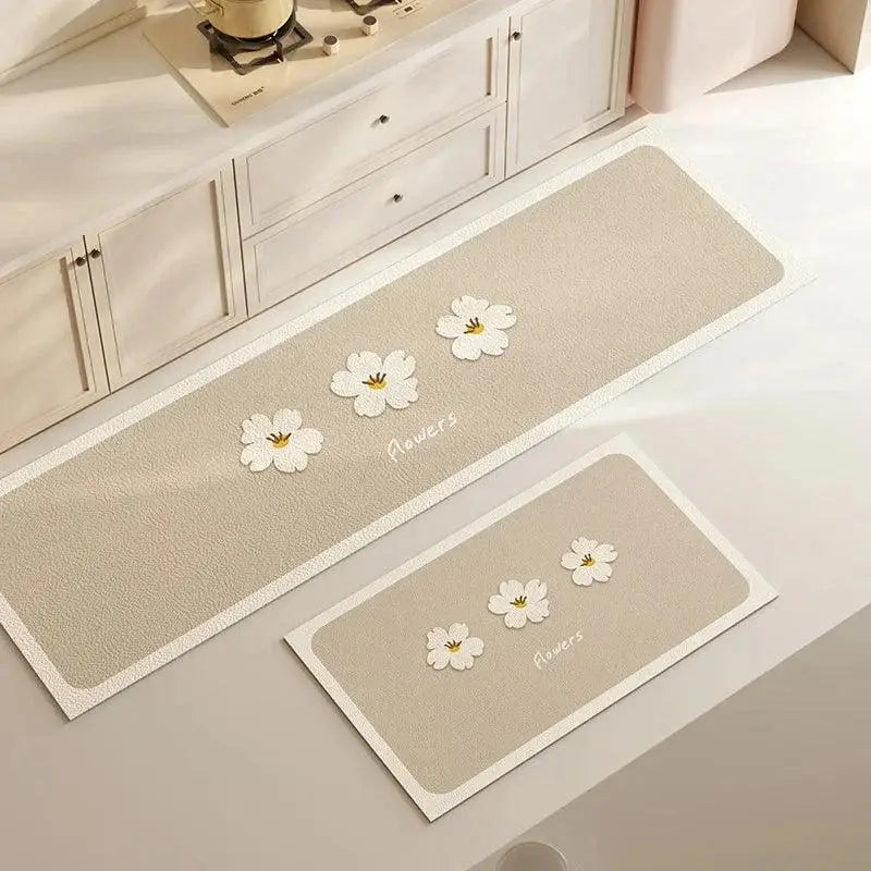 Tapete Minimalista Antiderrapante com Floral em Conjunto para Cozinha Compre agora Ricaly