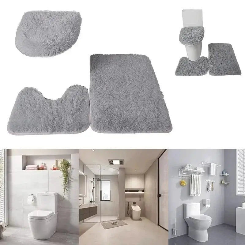 Tapetes Antiderrapantes Microfibra Ricaly Cinza Creme cinza banheiro esteira Banheiro Compre