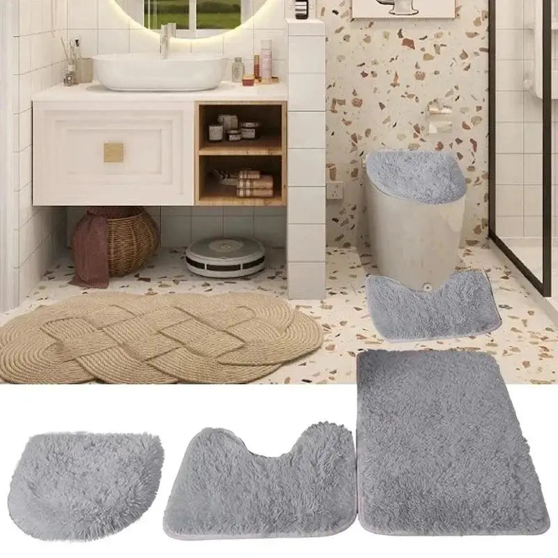Tapetes Antiderrapantes Microfibra Ricaly Cinza Creme banheiro esteira definir Banheiro Compre