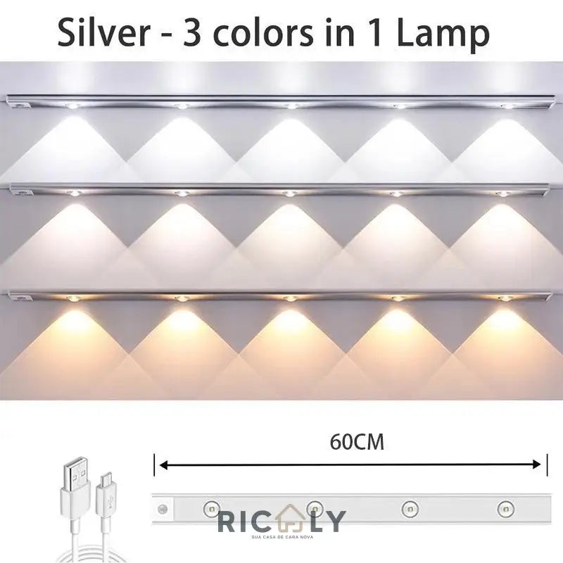 Tira de Luz LED Olho de Gato com Projeção de Colina - Iluminação Inteligente e Decorativa Branco-60cm