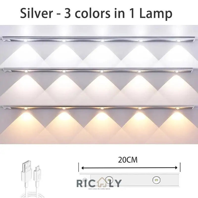 Tira de Luz LED Olho de Gato com Projeção de Colina - Iluminação Inteligente e Decorativa Branco-20cm