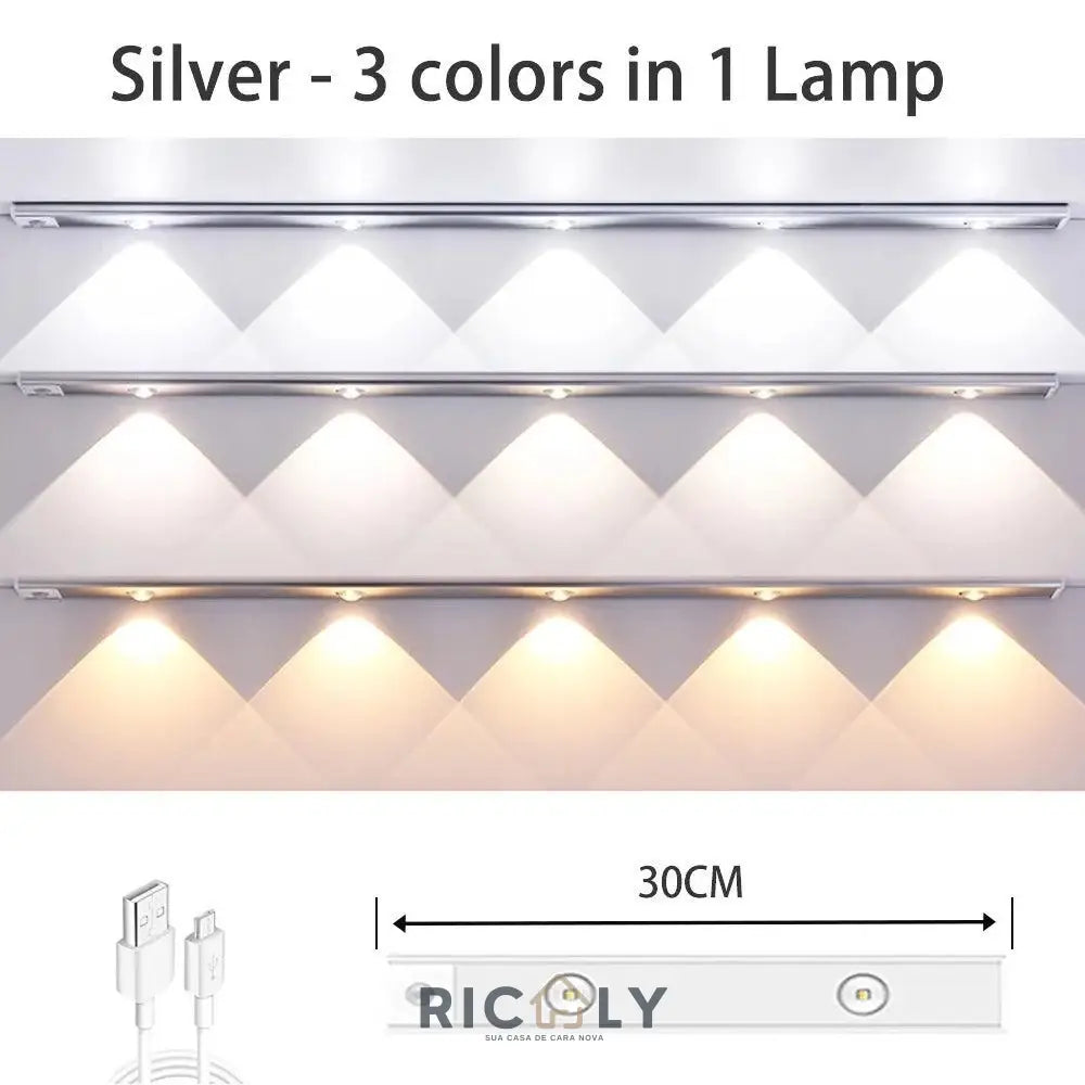 Tira de Luz LED Olho de Gato com Projeção de Colina - Iluminação Inteligente e Decorativa Branco-30cm