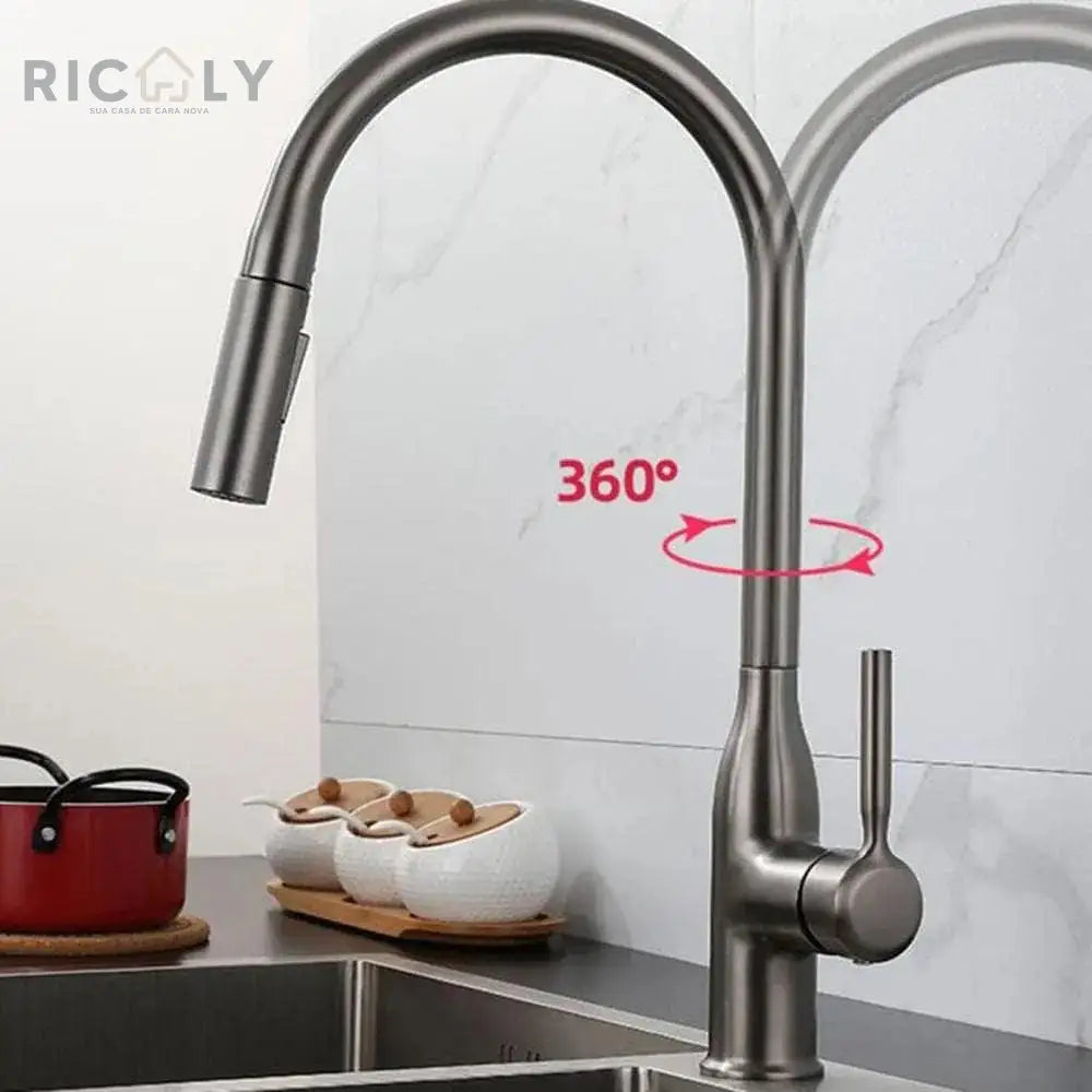 Torneira Gourmet Monocomando Ricaly com Jato Extensível - Elegância e Praticidade para sua Cozinha - Torneira de Cozinha