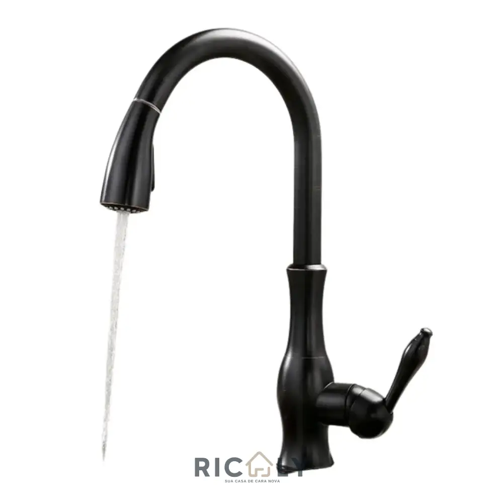 Torneira Gourmet Ricaly com Jato Extensor: Elegância e Praticidade para Sua Cozinha - Torneira Cozinha Gourmet Preto