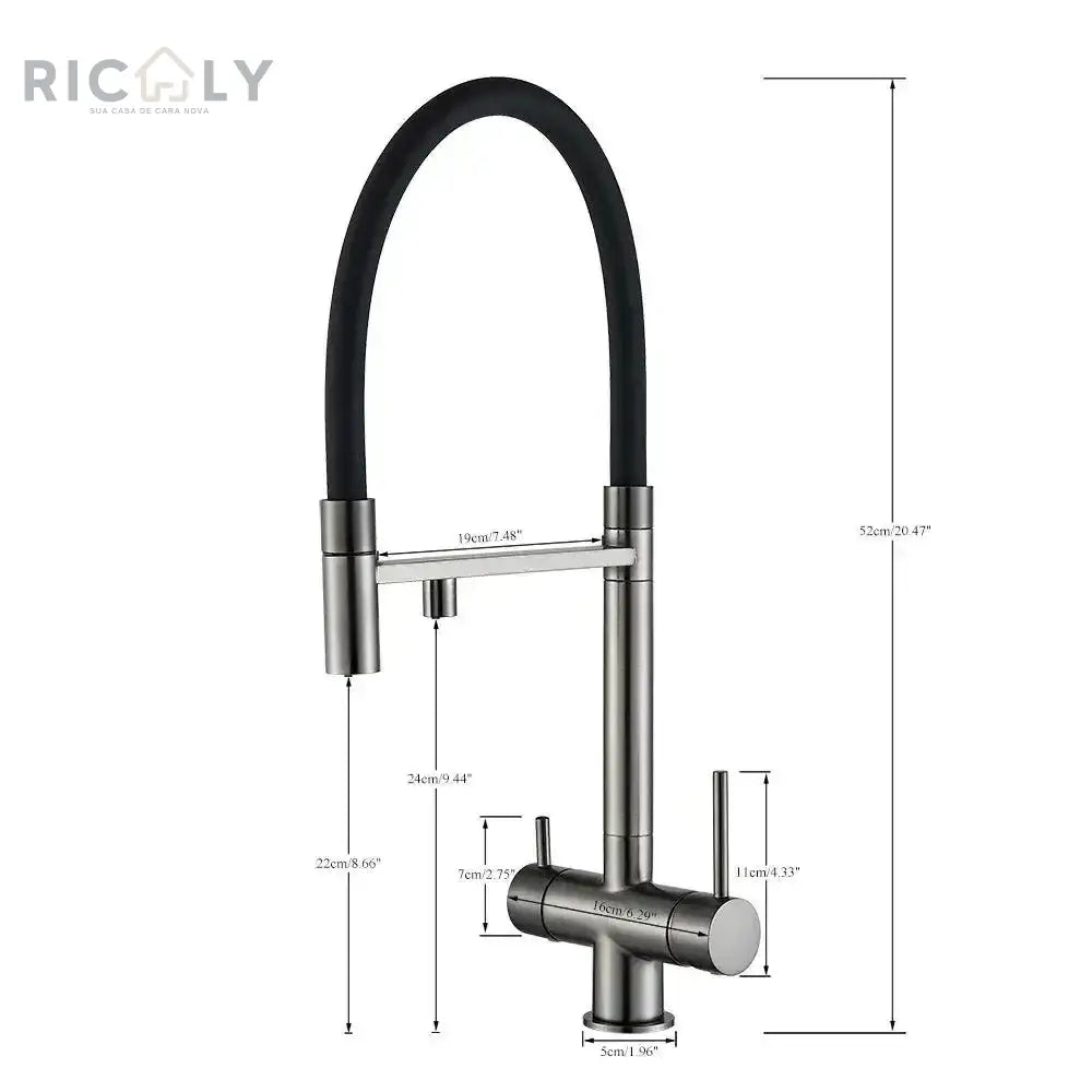 Torneira Gourmet Ricaly Mistral: Elegância e Funcionalidade para Sua Cozinha - Cinza - Torneira de Cozinha