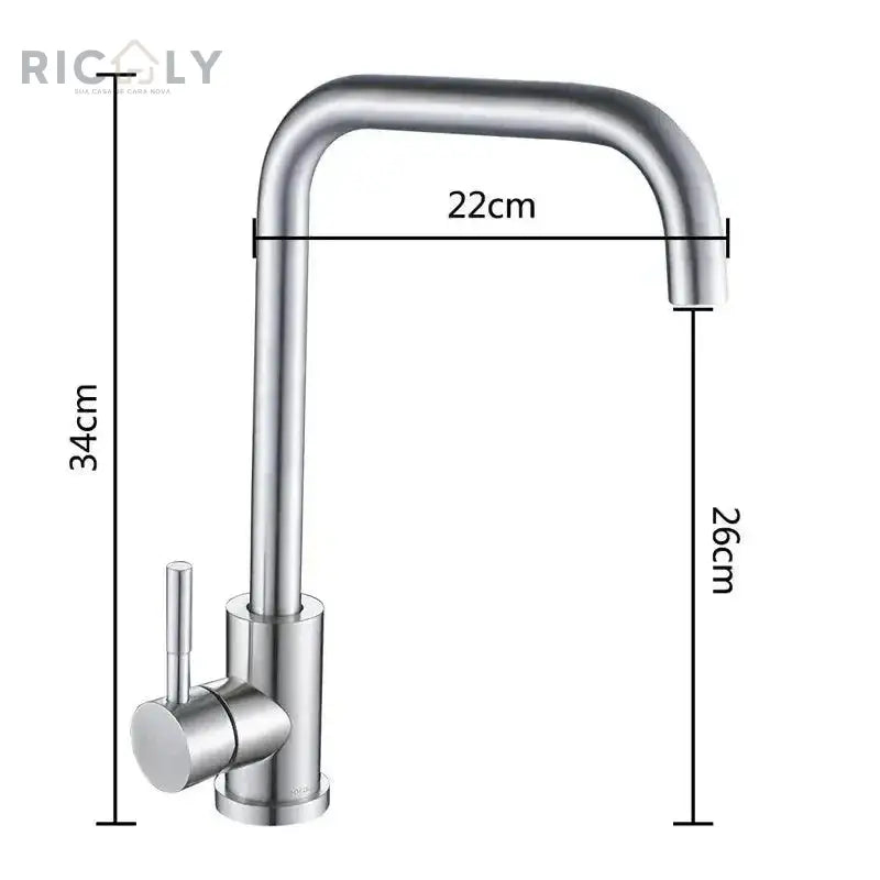 Torneira Monocomando Ricaly para Cozinha: Estilo e Praticidade em um Só Produto - Cromado - Torneira de Cozinha