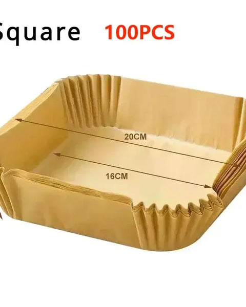 Air Fryer Parchment Paper Liners - 100 Disposable Non-Stick Sheets | Premium Baking Paper