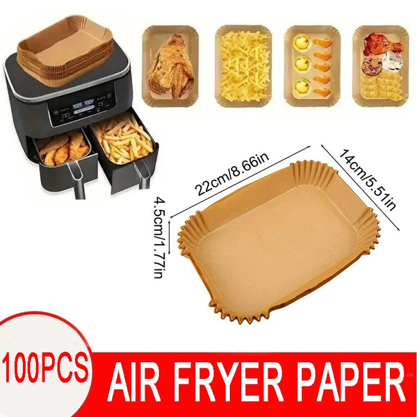 Air Fryer Parchment Paper Liners - 100 Disposable Non-Stick Sheets | Premium Baking Paper
