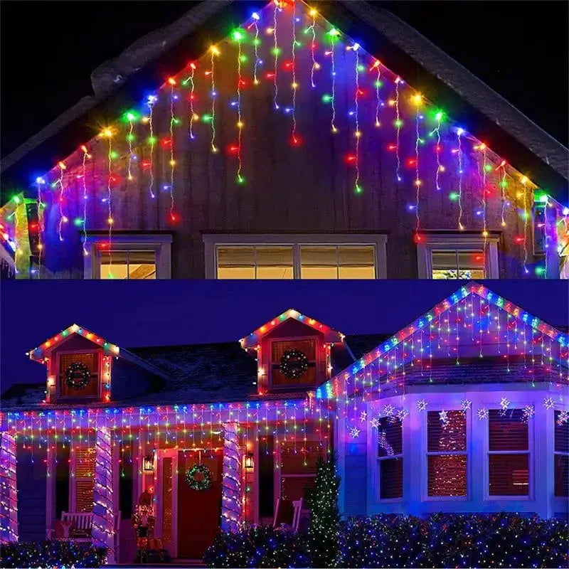 Casas decoradas com luzes de Natal LED branco brilhante de 5m Ricaly