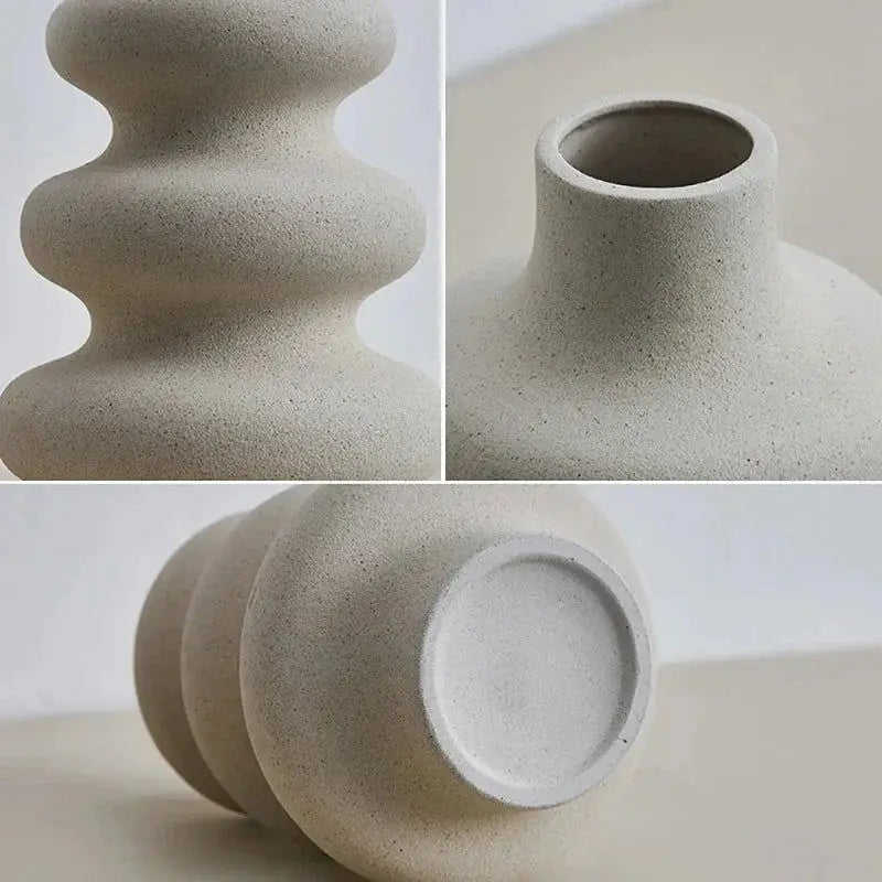 Vasos Decorativos Cerâmicos em Estilo Nórdico Creme Compre agora Ricaly