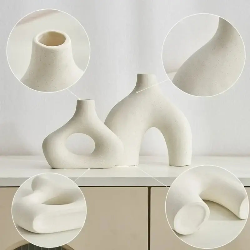 Vasos Foscos Estilo Nórdico com Grama Seca - Conjunto Ricaly Elegante Compre